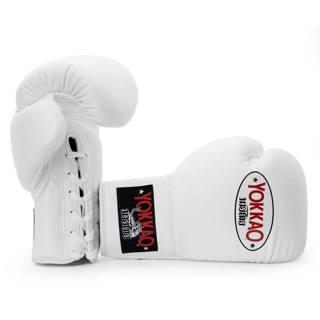Matrix White Lace Up Boxing Gloves - Image 3