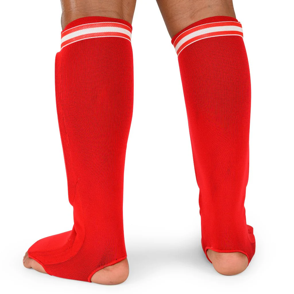 Kids Cotton Shin Guards Red - Image 3