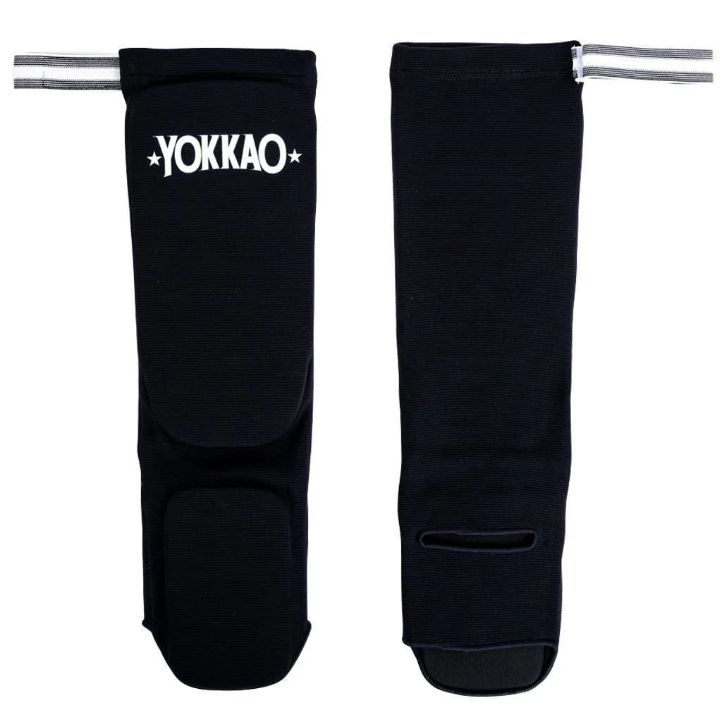 Muay Thai Boxing Shin Guards Black Cotton - Image 2