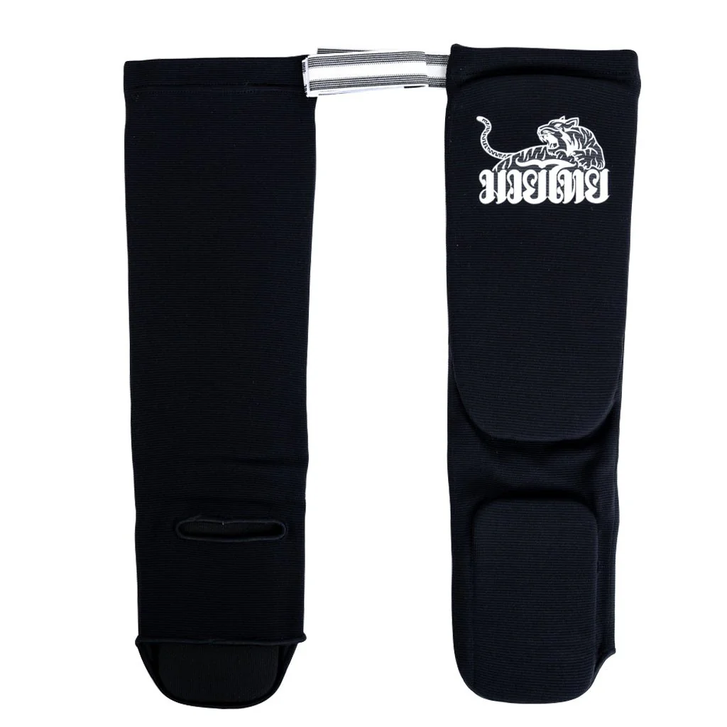 Muay Thai Boxing Shin Guards Black Cotton - Image 3