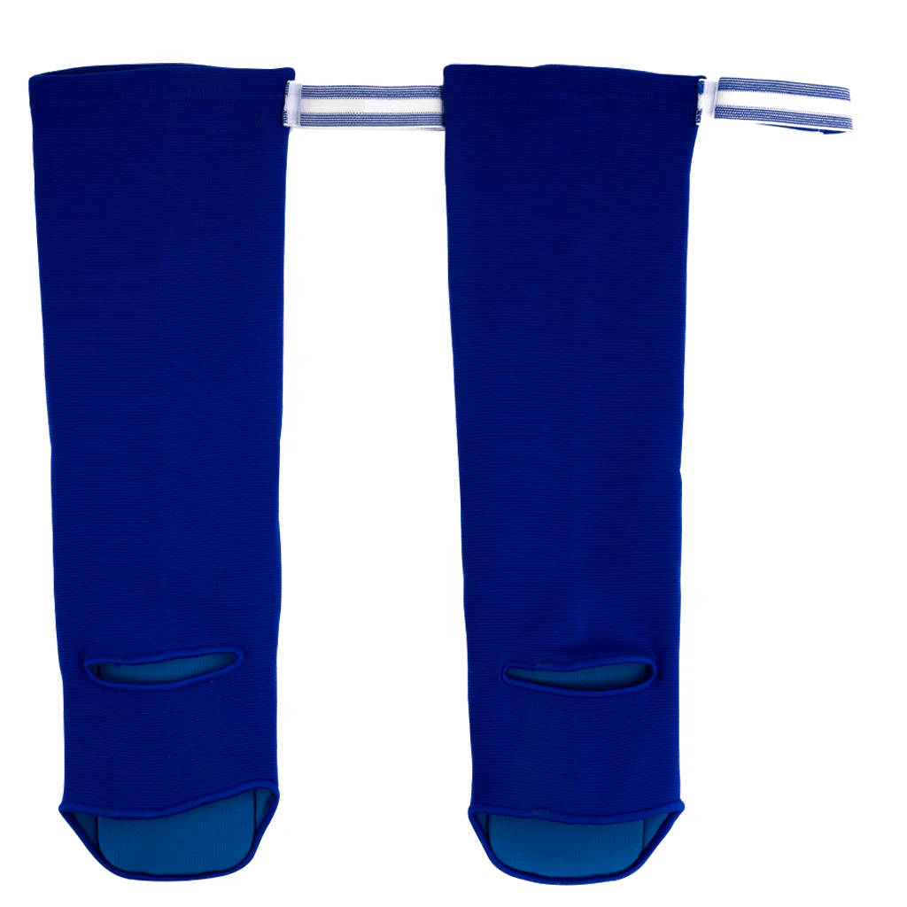 Muay Thai Boxing Shin Guards Blue Cotton - Image 2